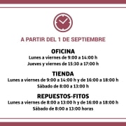 Horario de Invierno (a partir del 1 de septiembre)