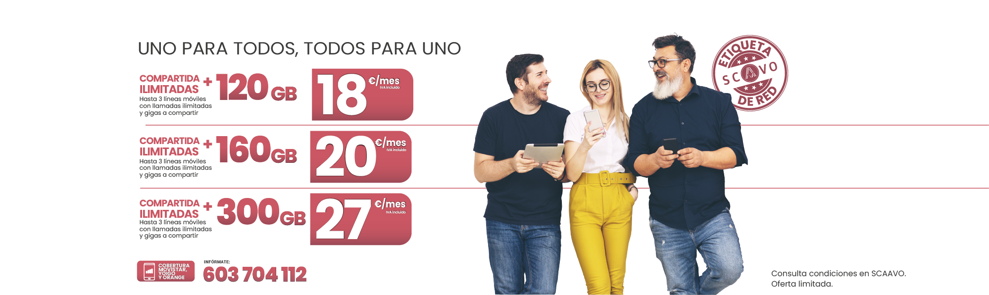 Promoción Telefonía Empresas y Autónomos: Uno para todos, todos para uno
